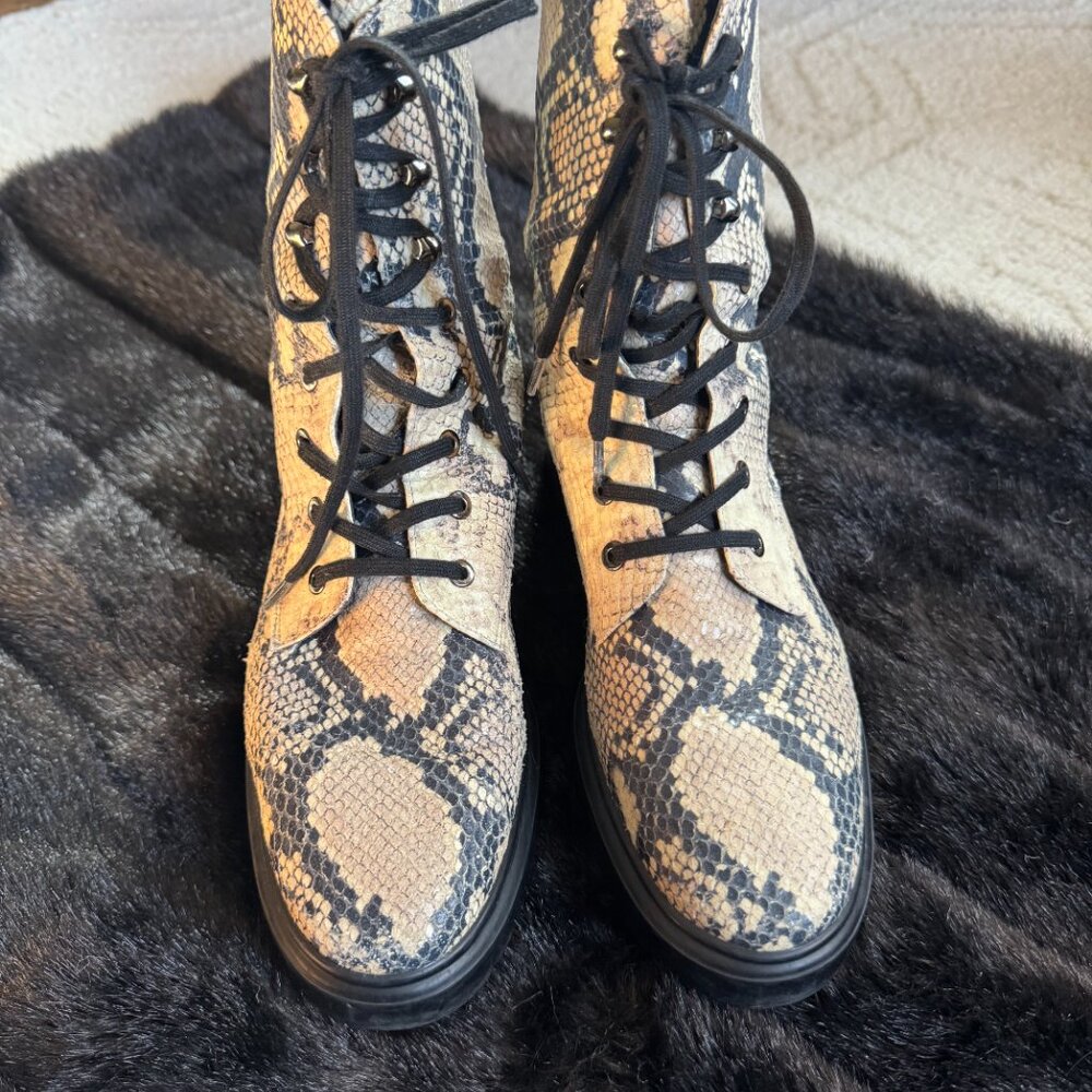 Stuart Weitzman Mc Kenzee python embossed combat … - image 2